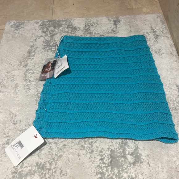 NWT: SELF-PORTRAIT size small Embellished striped knit mini skirt in blue - Picture 7 of 7